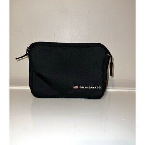 Vintage Ralph Lauren POLO JEANS Small Zip Clutch Toiletry Extras Bag Black Y2K